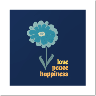Love Peace Happiness Flower Posters and Art
